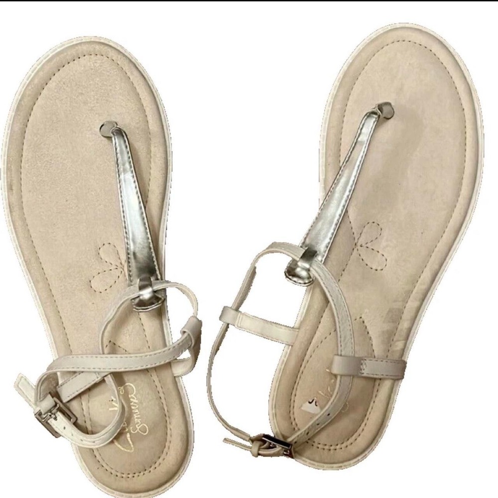 Clarks Leather Comfort Sandals silver T-Strap Thong Sandals Women's 8